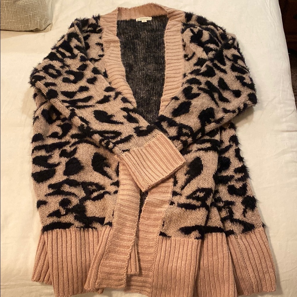 Debut Black and Dusty Pink Cardigan Sweater with Plush Knit